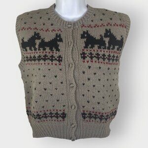 Vintage Wild & Wooly Scotty Sweater Vest | S | Shetland Wool | Dog Lover Novelty